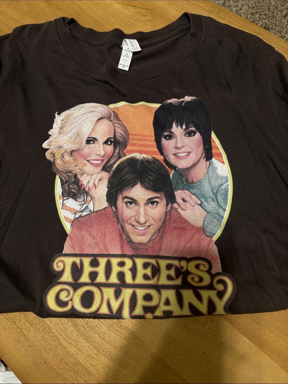 Bella Canvas Brown Three's Company Retro Graphic Tee
